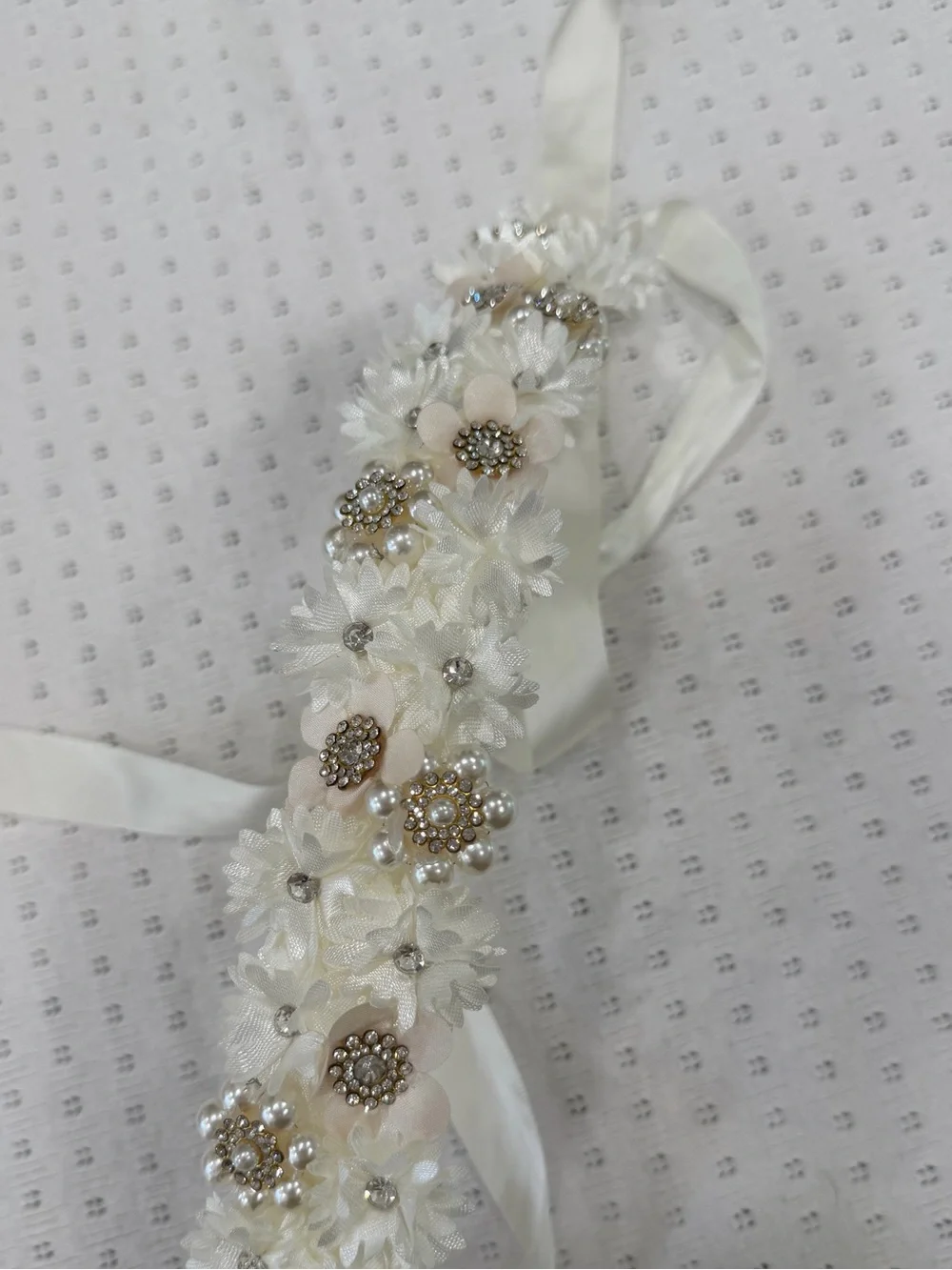 Floral Headband with Pearl & Crystal Accents
